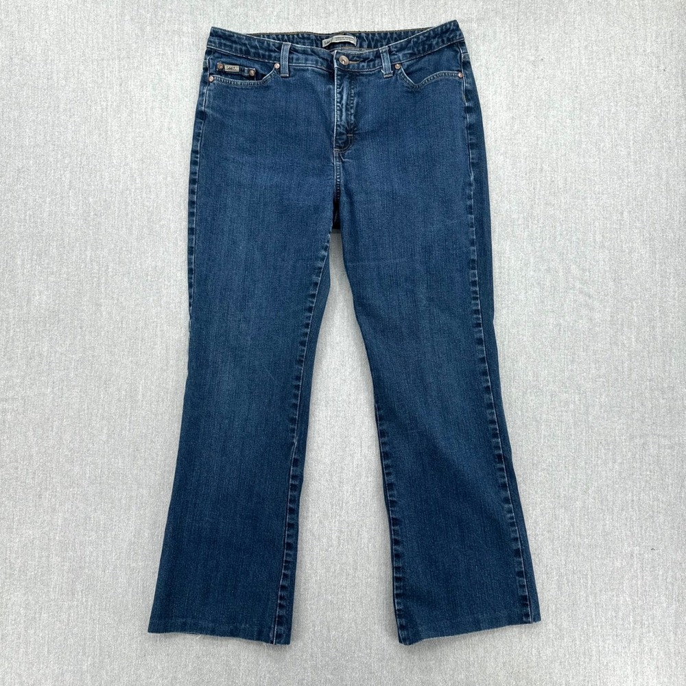 Lee Jeans Womens 14M Blue Natural Bootcut Mid Rise Stretch Denim Pants 34x30